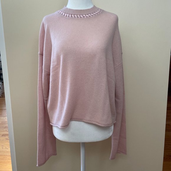 Ribbon-Trim Cropped Cashmere Sweater from Theory